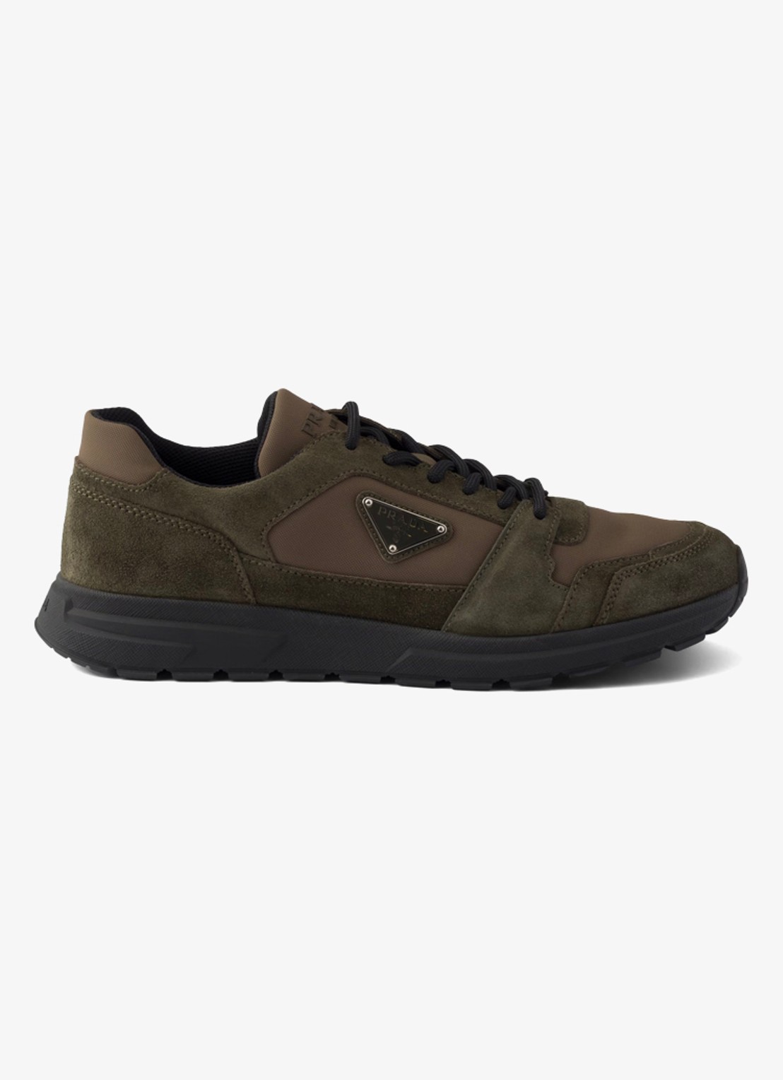 Prada Prax Re-Nylon sneaker met kalfssuède details - voorkant 2 groen