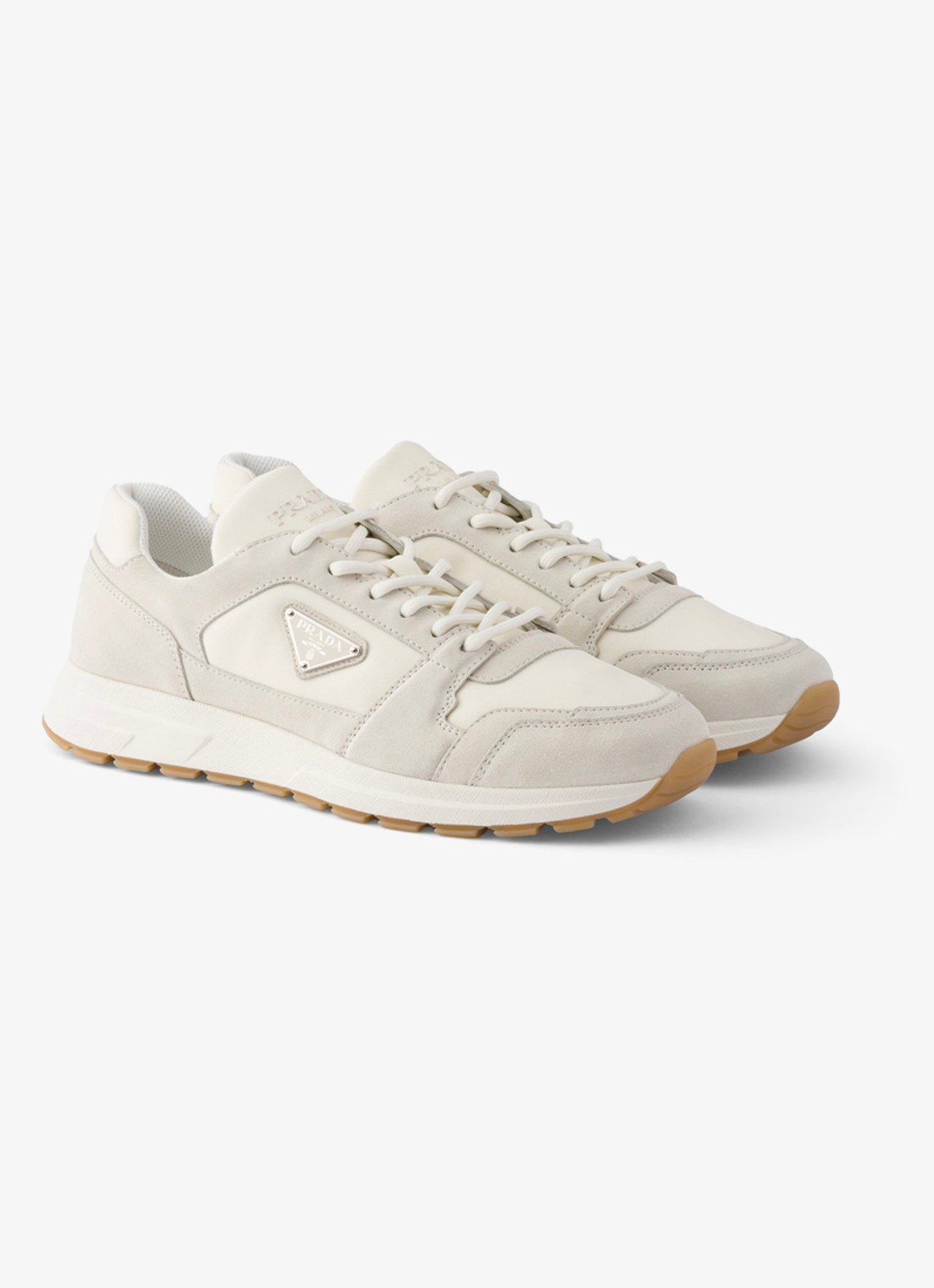 Prada Prax Re-Nylon sneaker met kalfssuède details - detail 3 gebroken wit