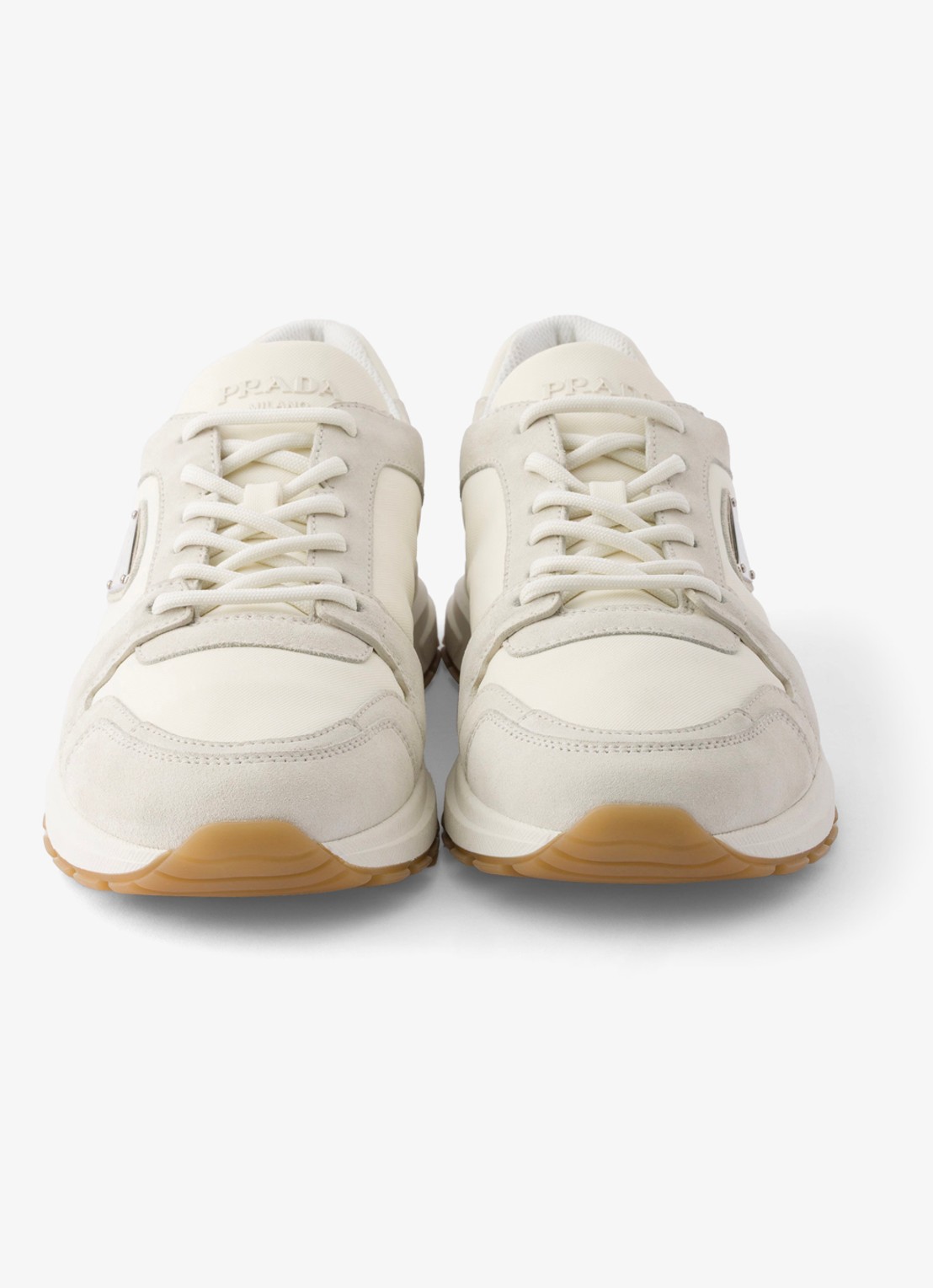 Prada Prax Re-Nylon sneaker met kalfssuède details - detail 5 gebroken wit