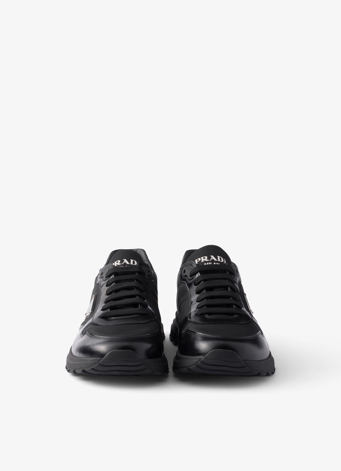 Prada Prax Re-Nylon sneaker met leren details - detail 2 zwart