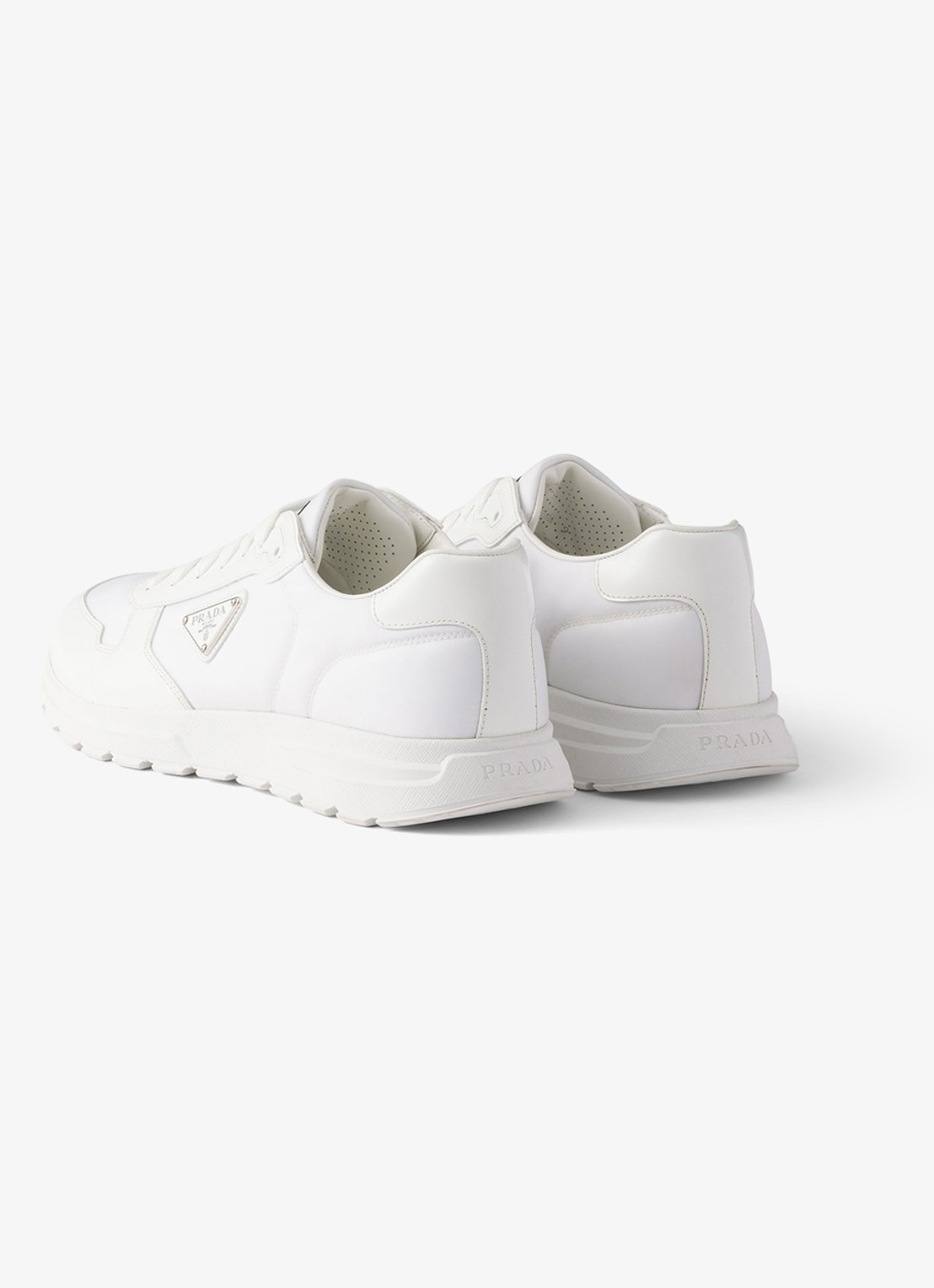 Prada Prax Re-Nylon sneaker met leren details - achterkant 6 wit