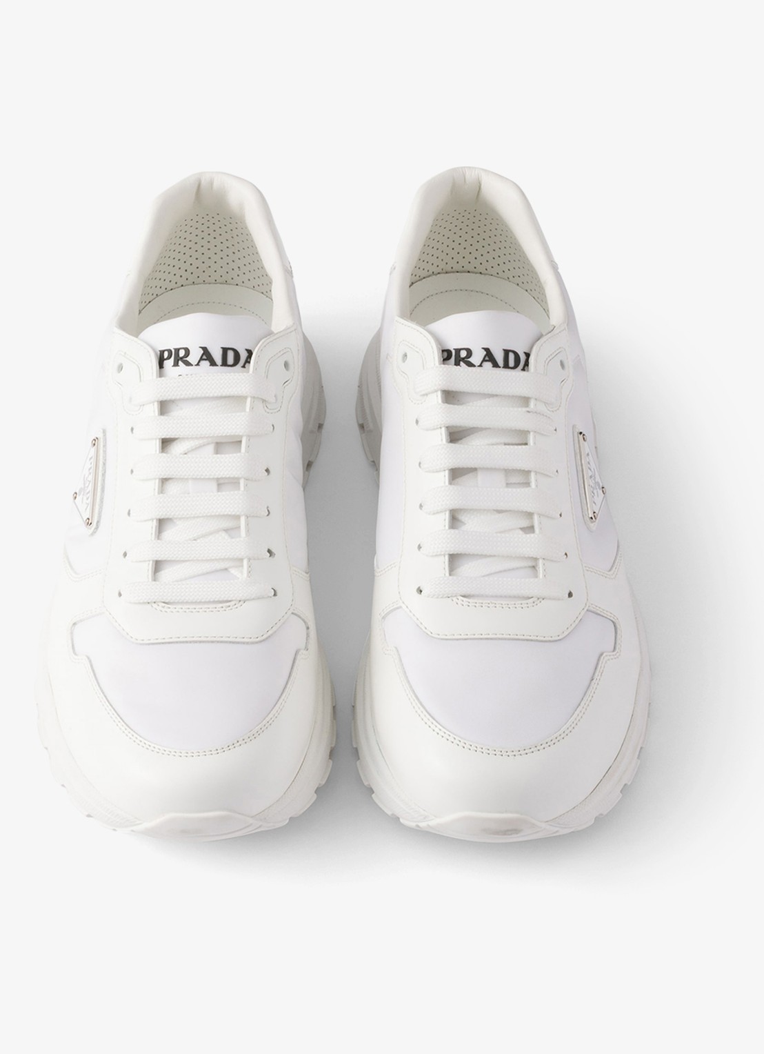 Prada Prax Re-Nylon sneaker met leren details - detail 2 wit