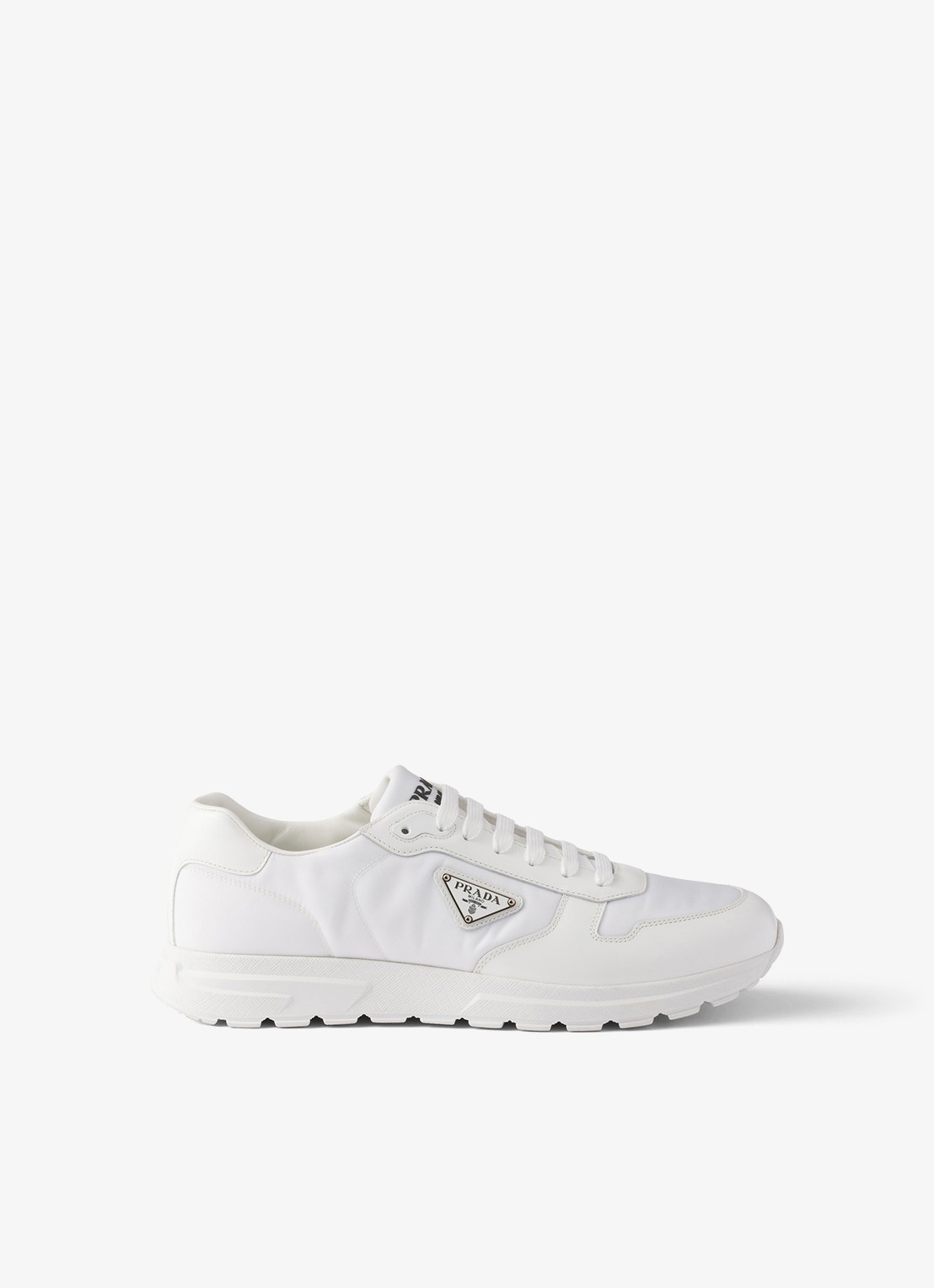 Prada Prax Re-Nylon sneaker met leren details - voorkant 4 wit