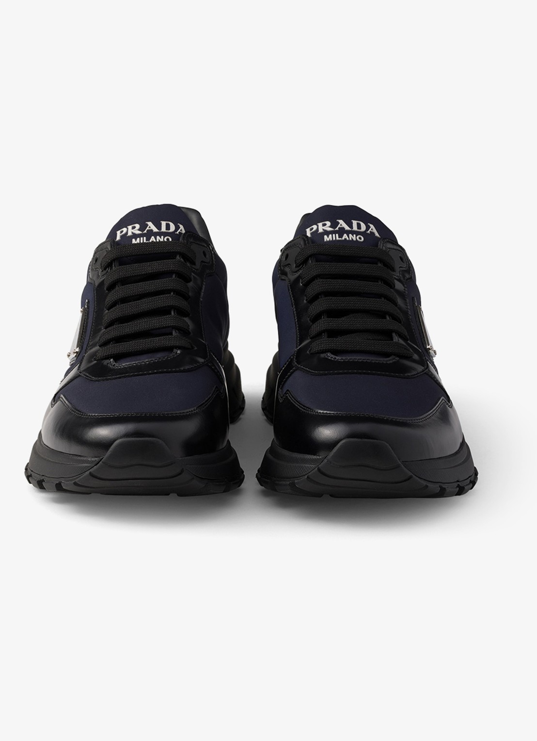 Prada Prax Re-Nylon sneaker met leren details - detail 4 donkerblauw