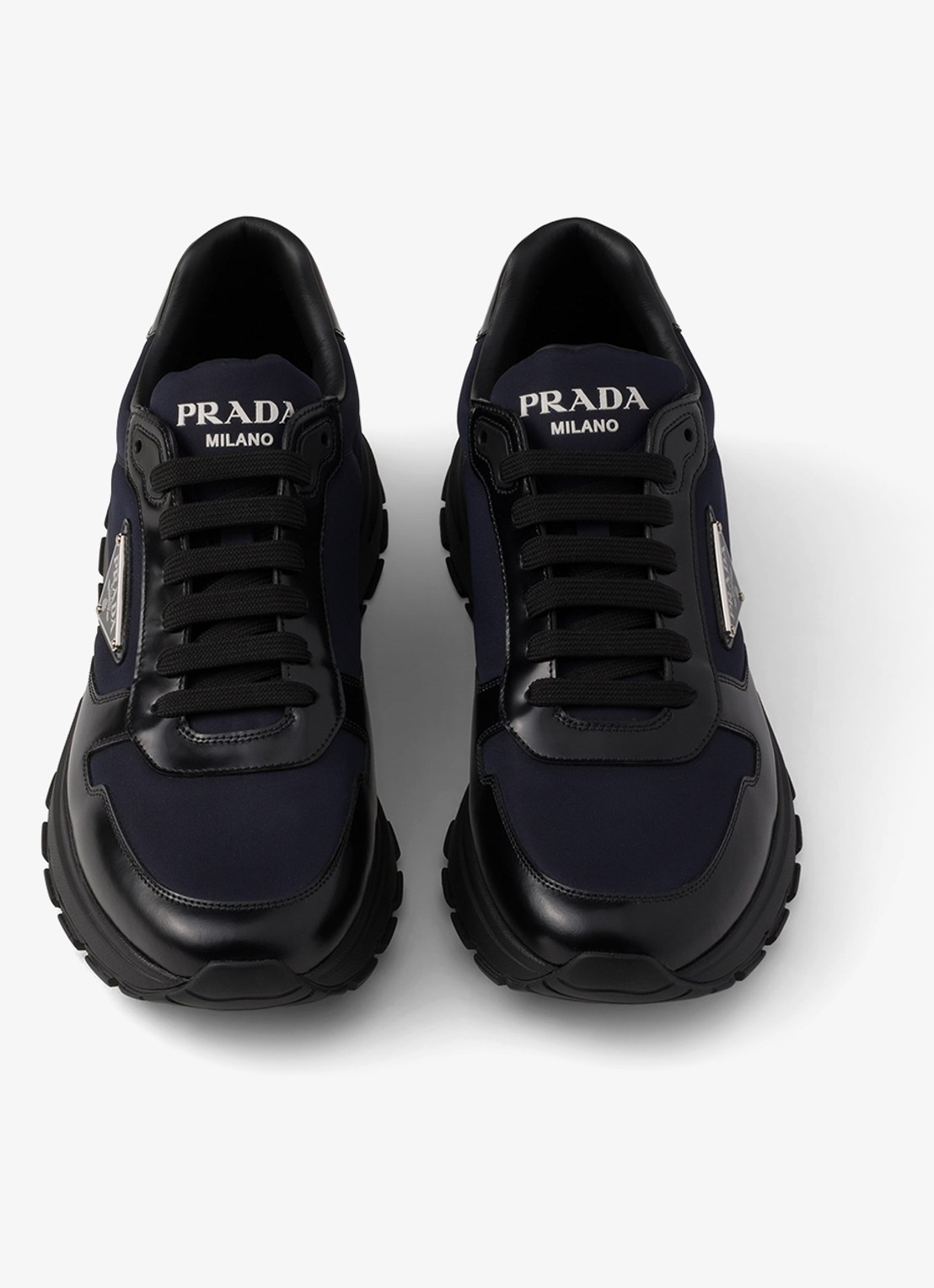 Prada Prax Re-Nylon sneaker met leren details - detail 5 donkerblauw