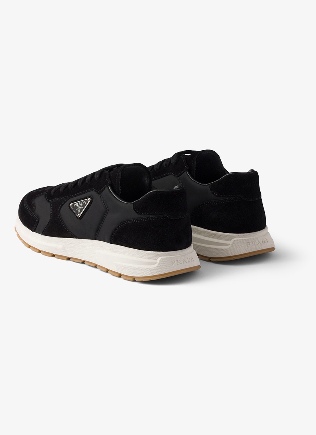 Prada Prax Re-Nylon sneaker met suède details - achterkant 6 zwart