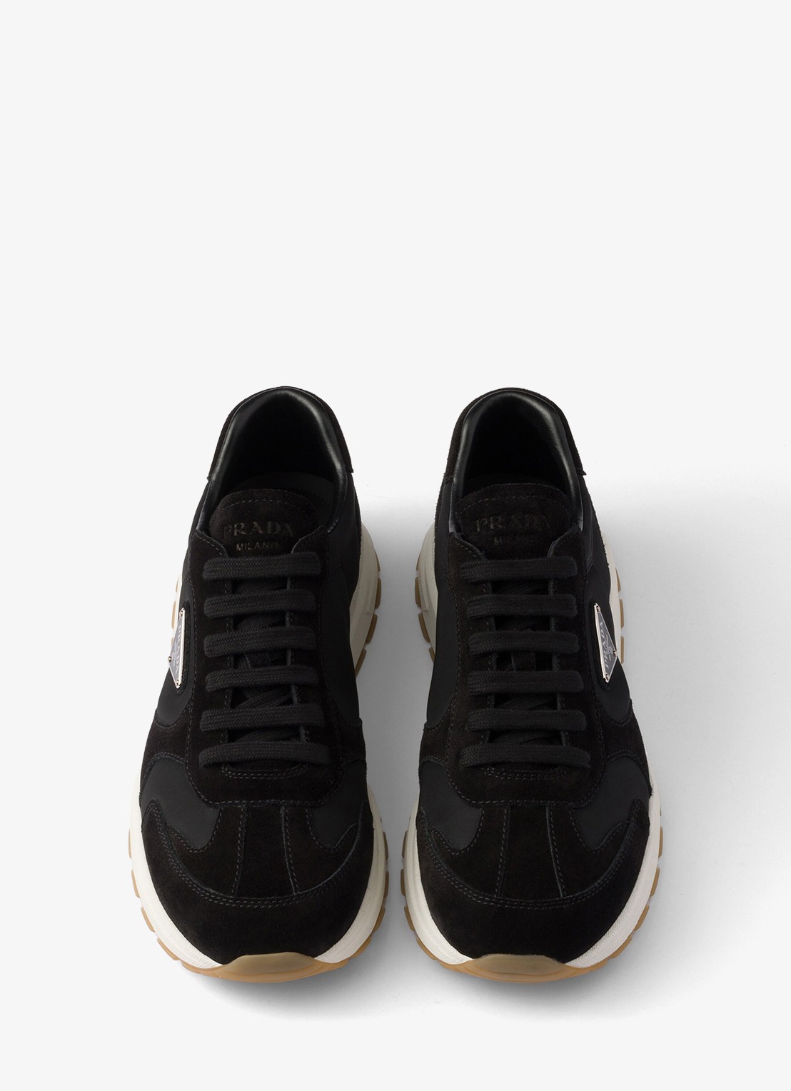 Prada Prax Re-Nylon sneaker met suède details - detail 3 zwart