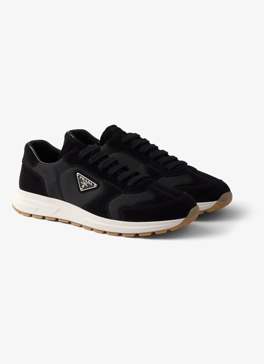 Prada Prax Re-Nylon sneaker met suède details - voorkant 2 zwart