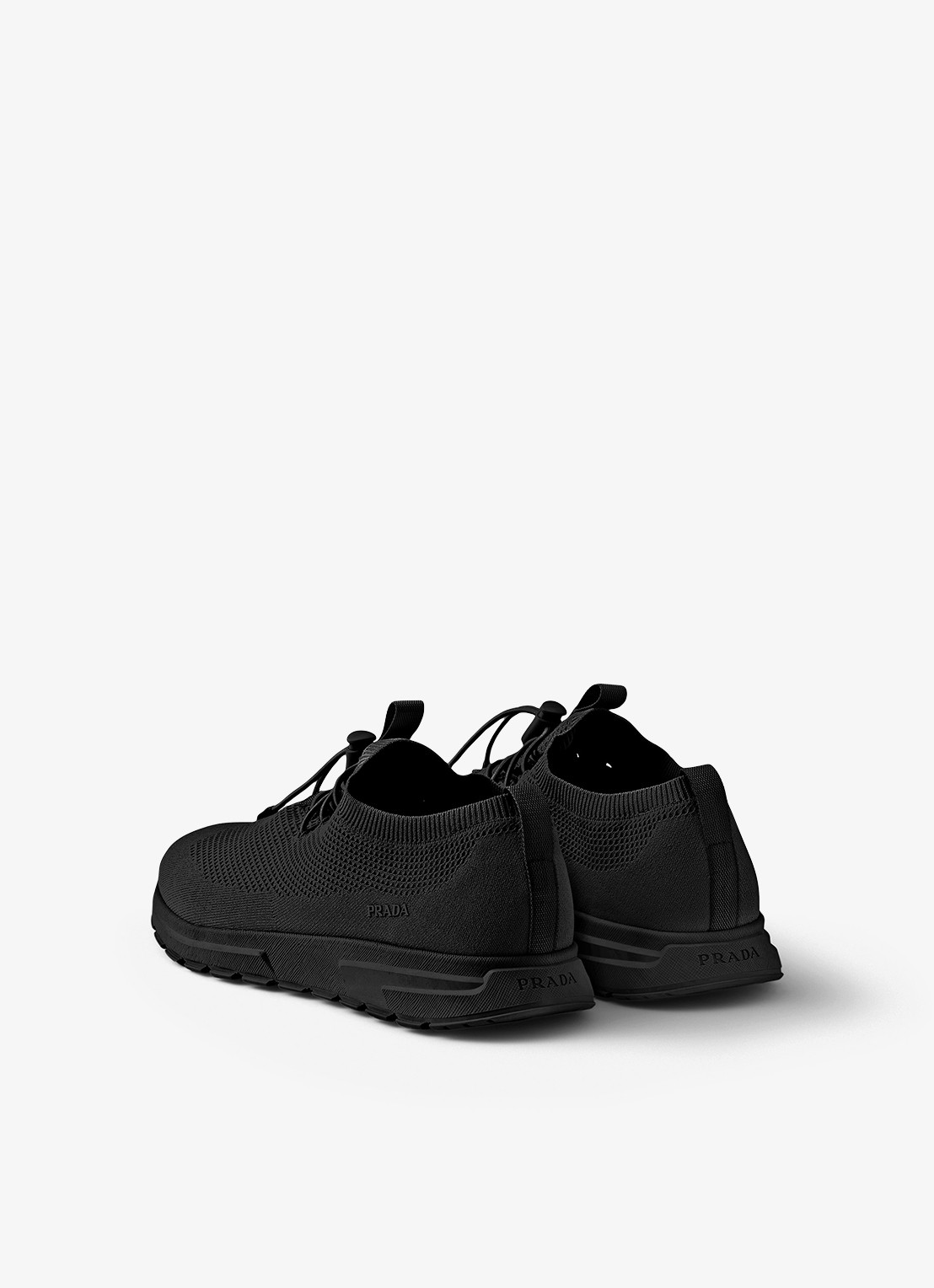 Prada Prax sneaker met gebreid bovenwerk - achterkant 5 zwart