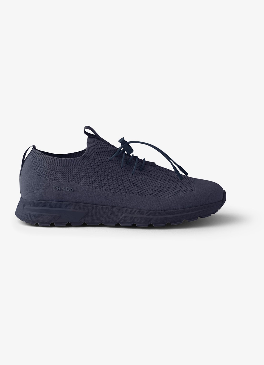 Prada Prax sneaker met gebreid bovenwerk - voorkant 2 donkerblauw
