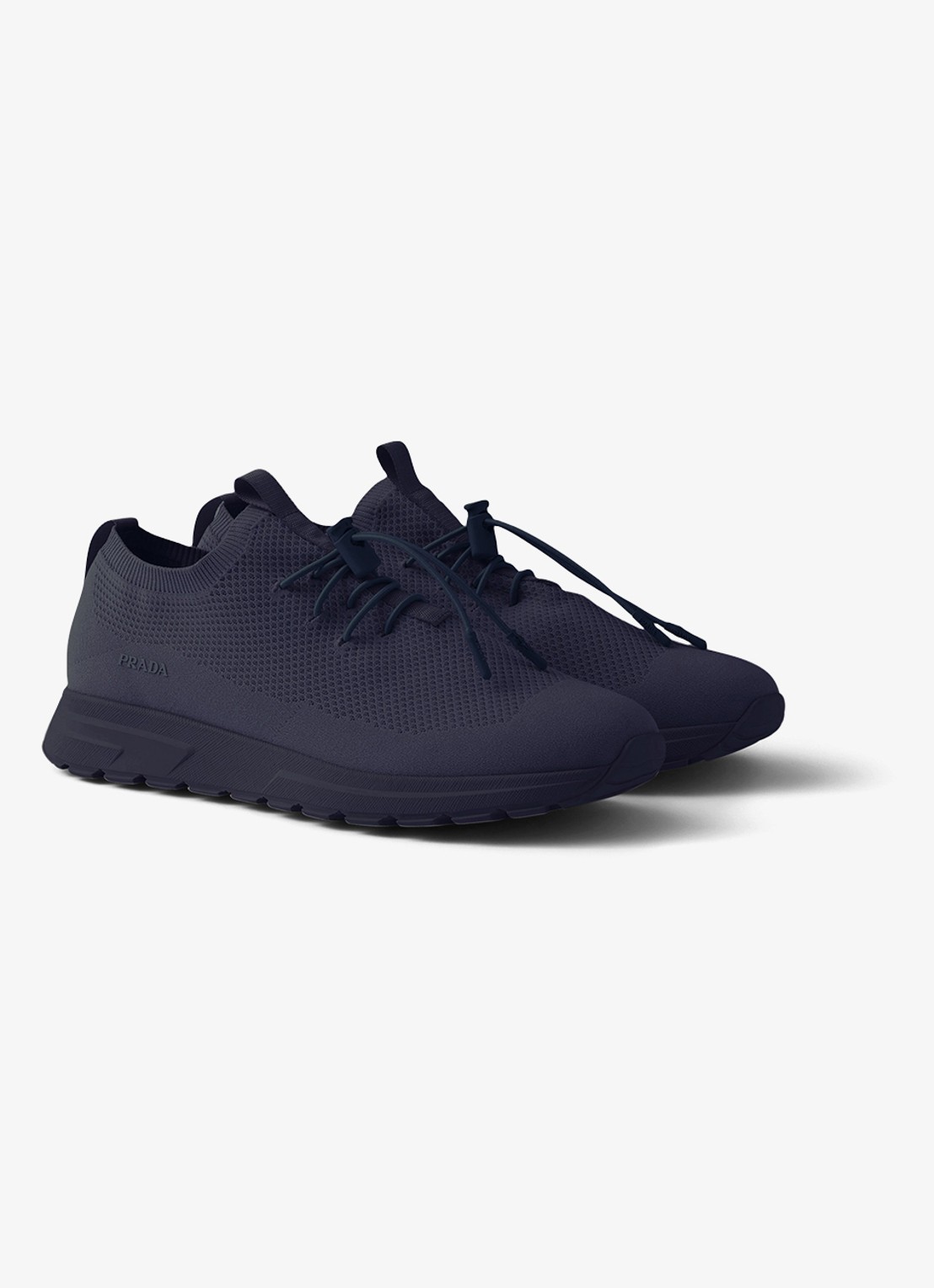 Prada Prax sneaker met gebreid bovenwerk - voorkant 3 donkerblauw