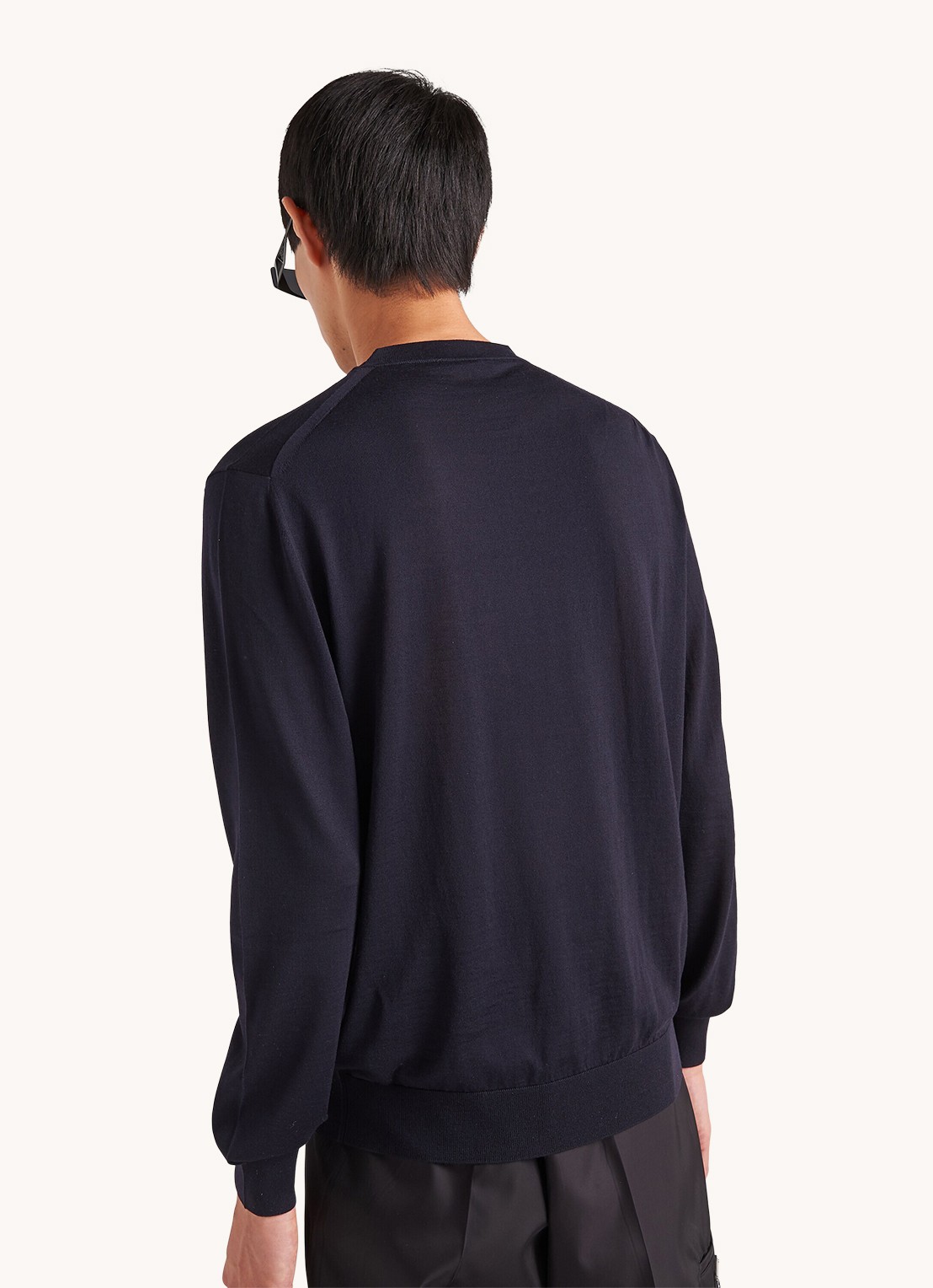 Prada Pullover van wol met logoborduring - detail 2 donkerblauw