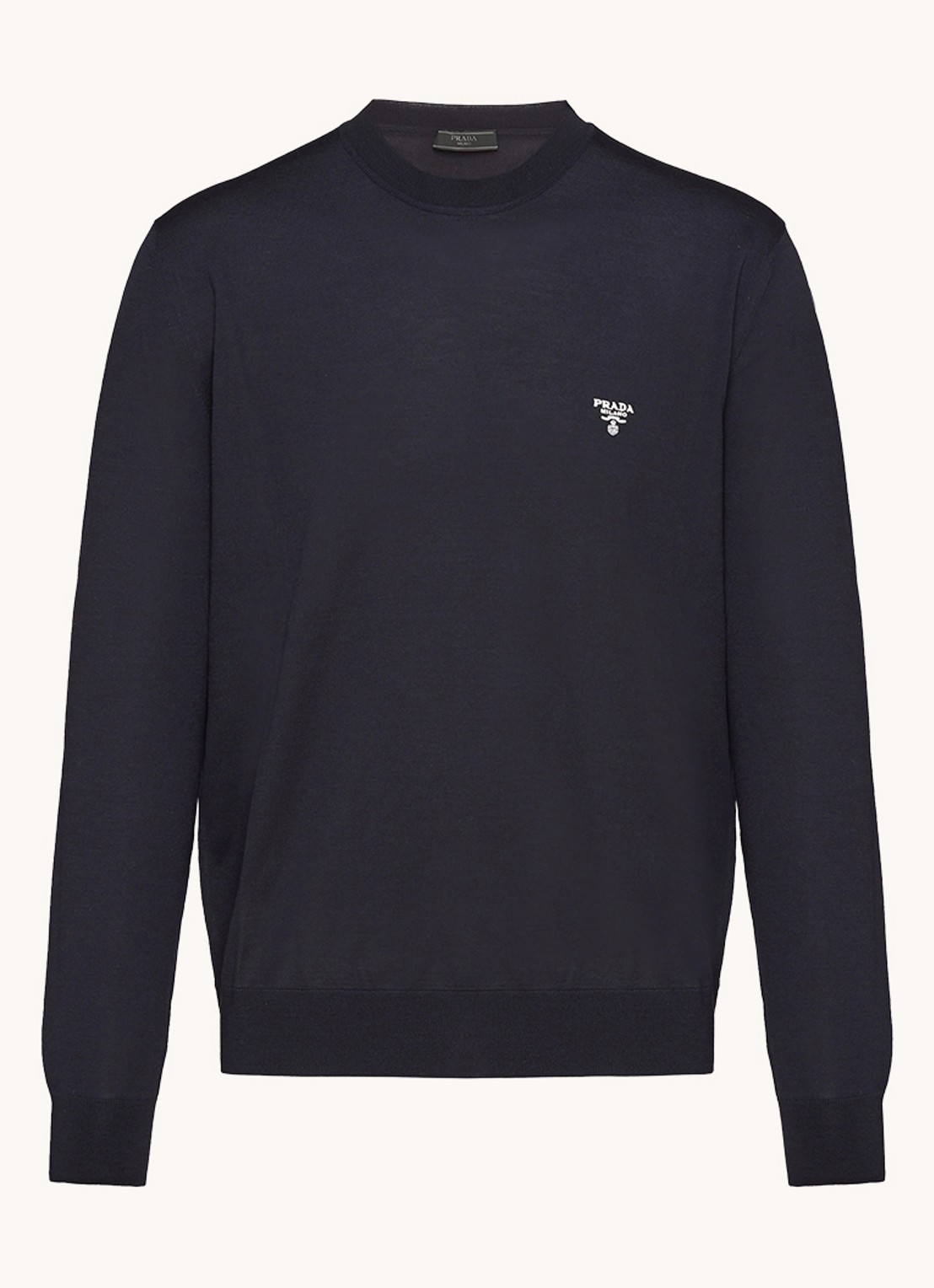 Prada Pullover van wol met logoborduring - voorkant 5 donkerblauw