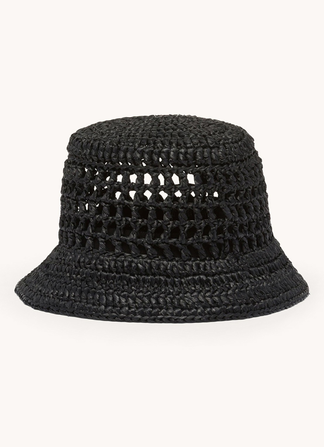 Prada Raffia bucket hoed van stro - achterkant zwart