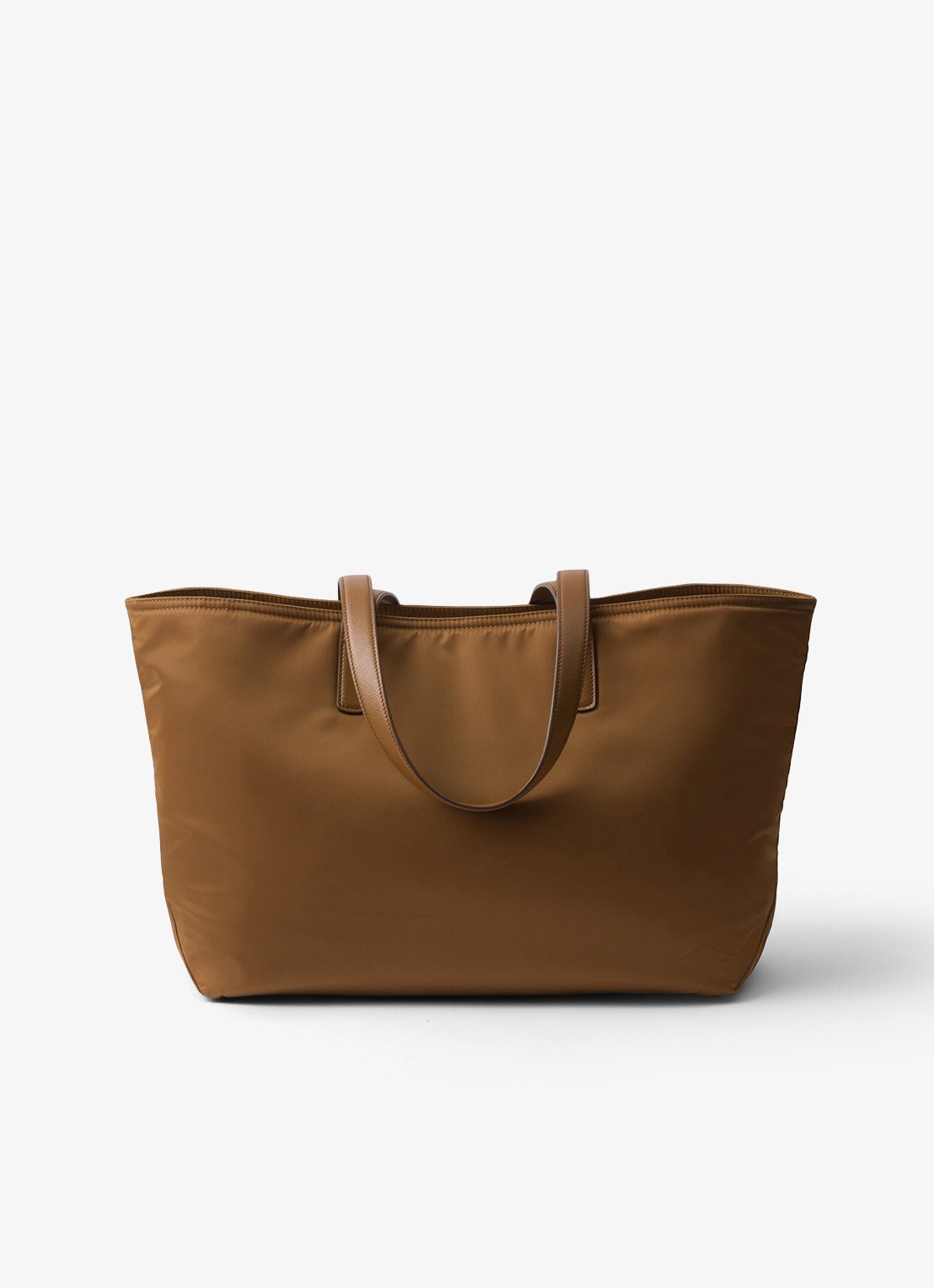 Prada Re-Edition 1978 Re-Nylon Medium shopper met leren details - achterkant 3 camel