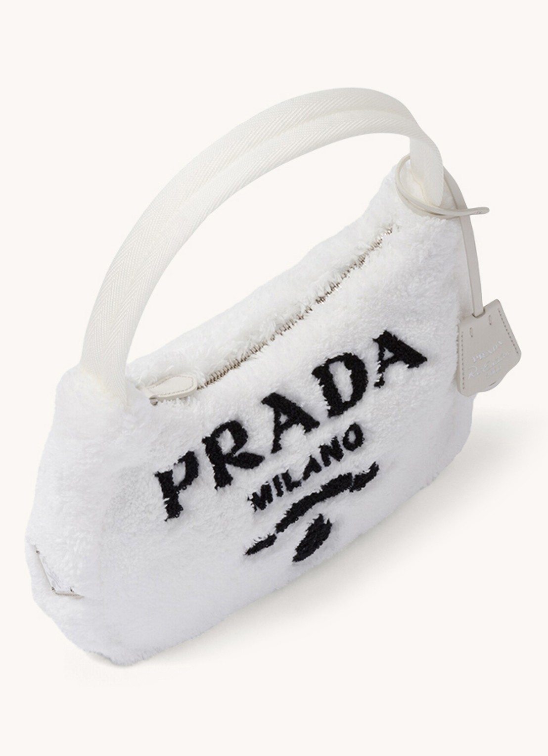 Prada Re-Edition 2000 Mini-Bag handtas met logoprint - achterkant 7 wit