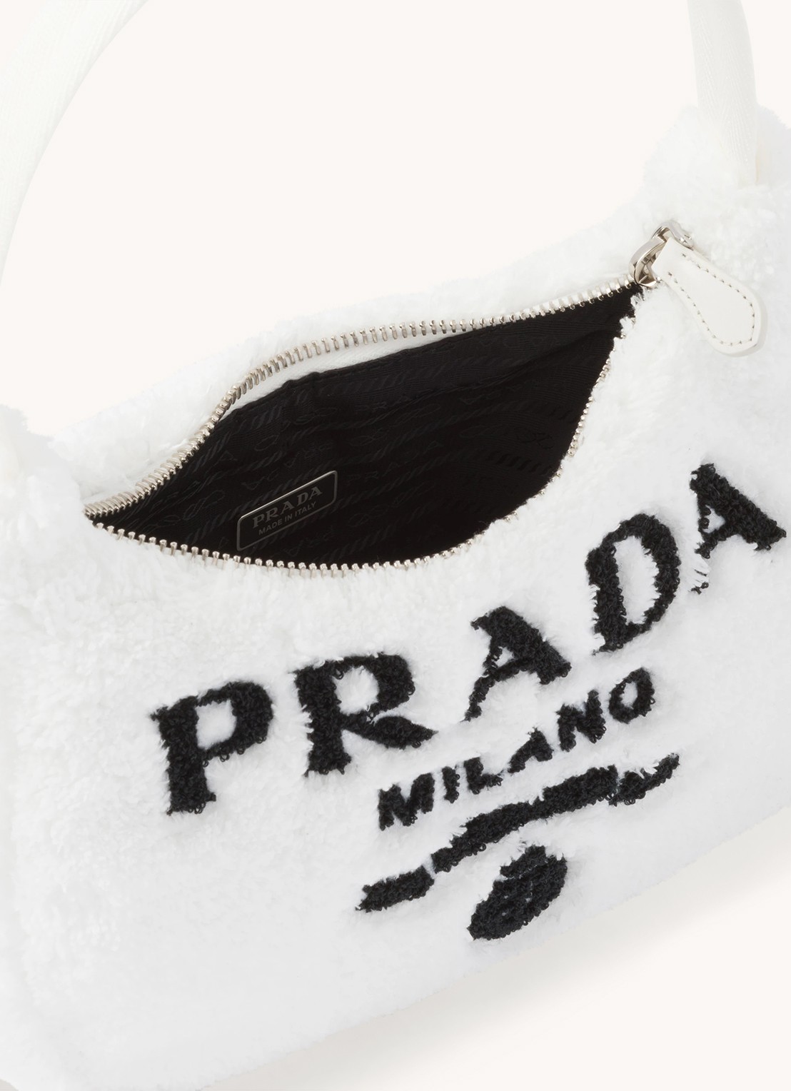 Prada Re-Edition 2000 Mini-Bag handtas met logoprint - detail 4 wit