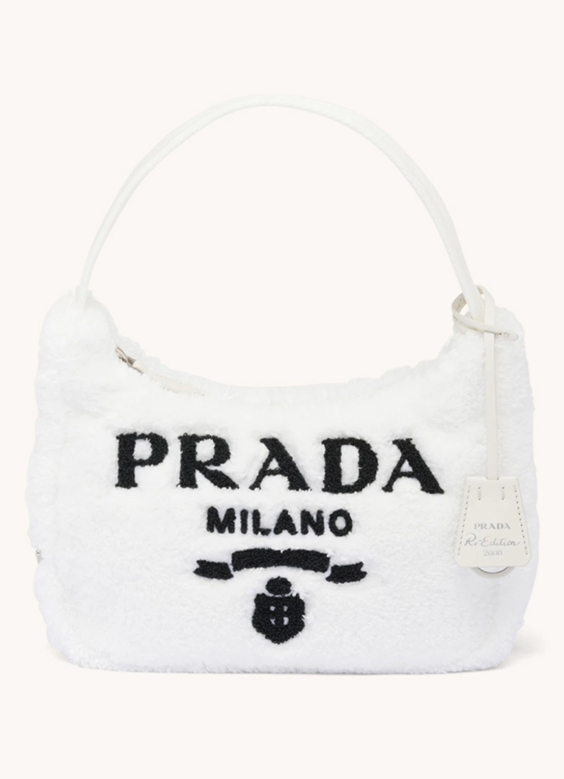Prada Re-Edition 2000 Mini-Bag handtas met logoprint - voorkant wit
