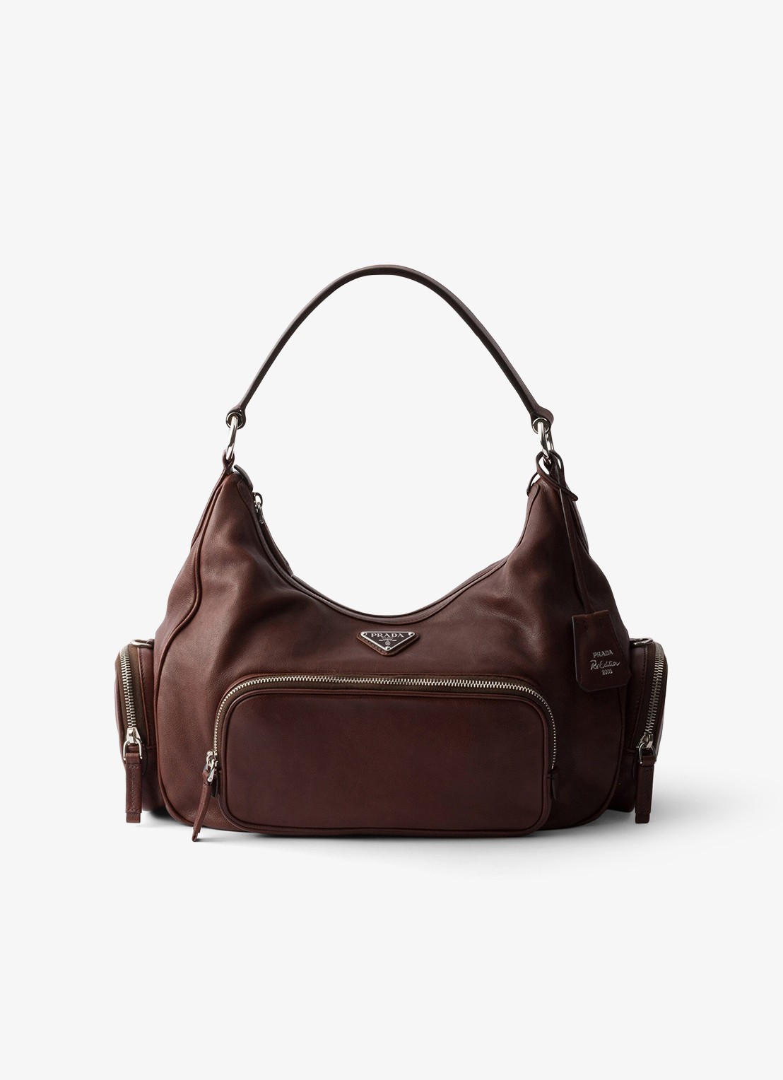 Prada Re-Edition 2005 Medium schoudertas van leer - voorkant 2 donkerbruin