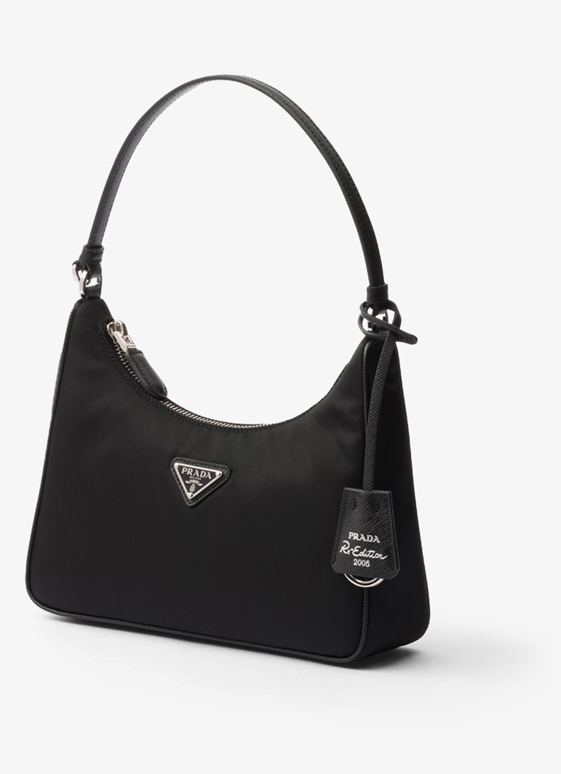 Prada Re-Edition 2005 Re-Nylon Mini handtas met leren details - achterkant 7 zwart