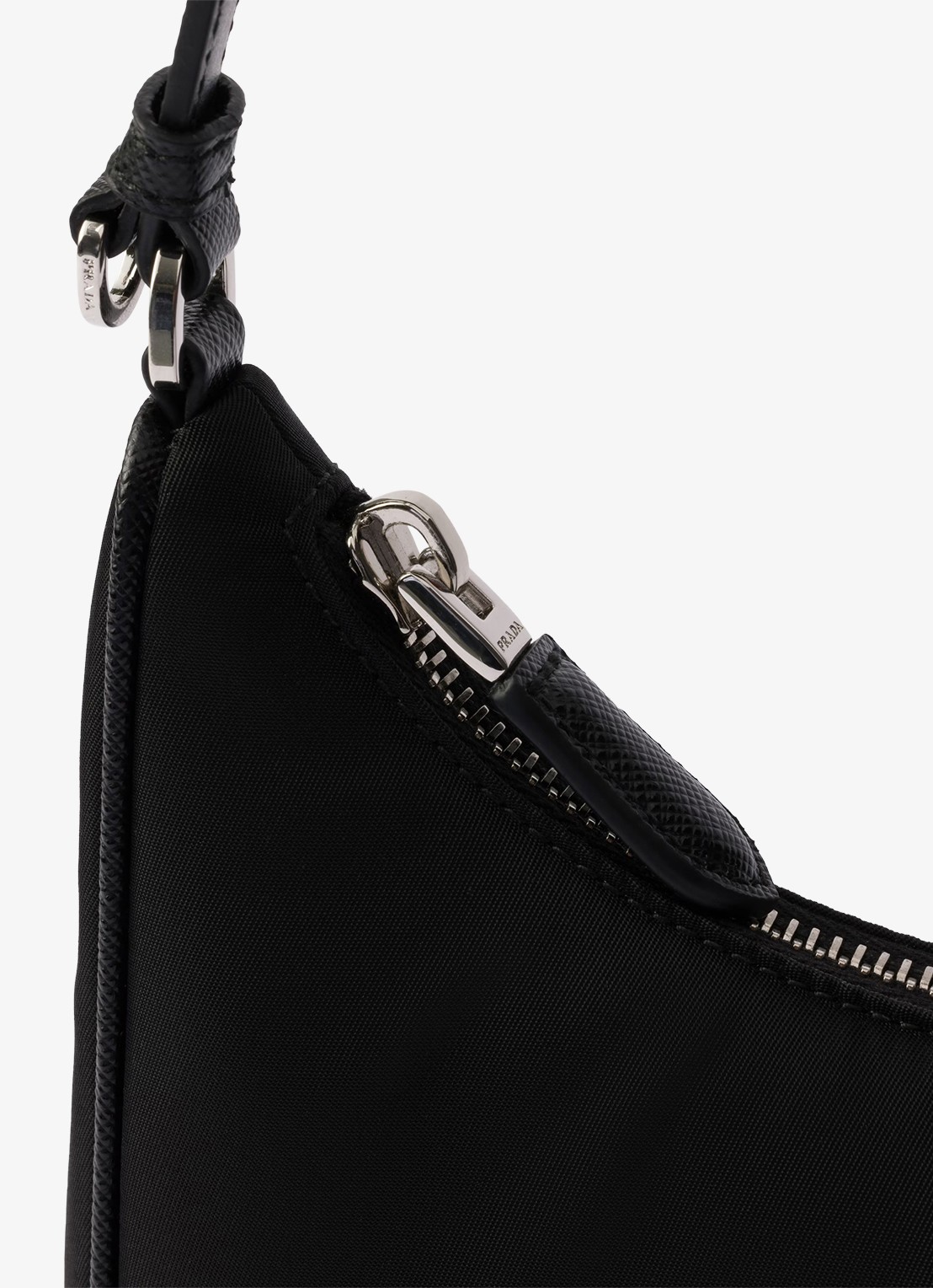 Prada Re-Edition 2005 Re-Nylon Mini handtas met leren details - detail 5 zwart