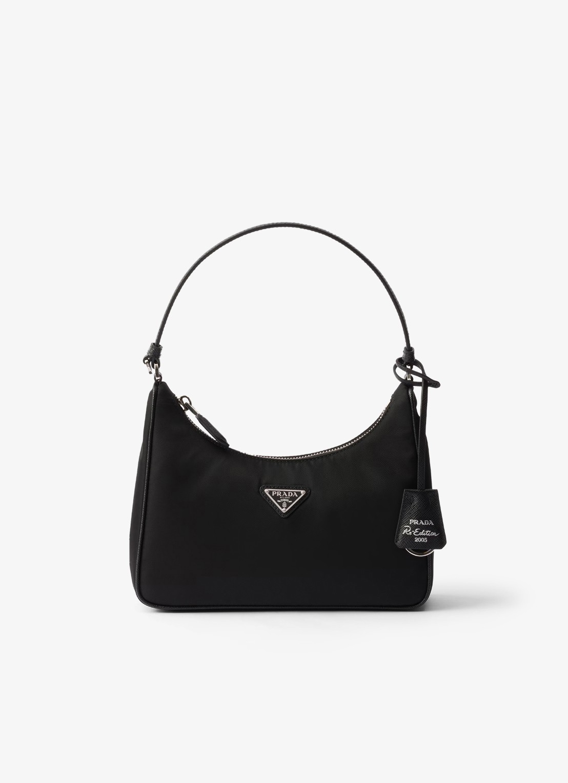 Prada Re-Edition 2005 Re-Nylon Mini handtas met leren details - voorkant zwart