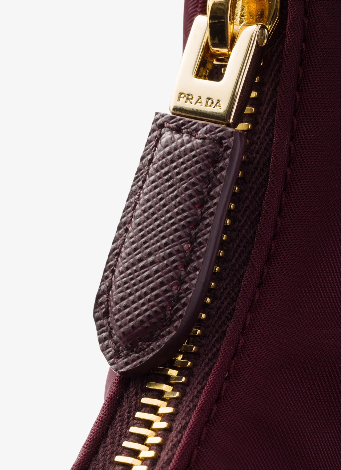 Prada Re-Edition 2005 Re-Nylon Mini handtas met leren details - detail 2 bordeauxrood