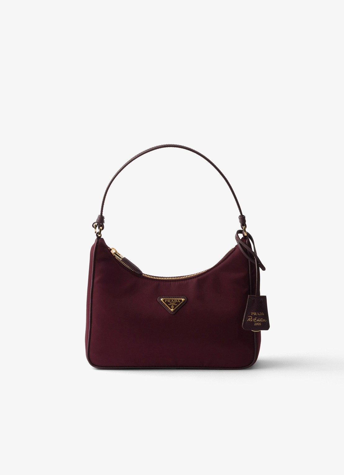 Prada Re-Edition 2005 Re-Nylon Mini handtas met leren details - voorkant 4 bordeauxrood