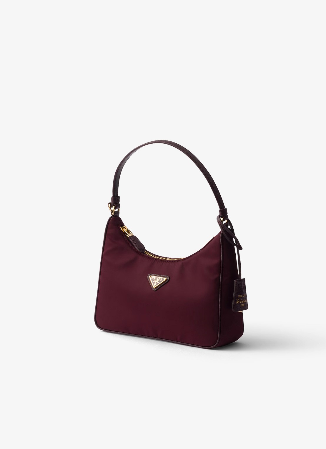 Prada Re-Edition 2005 Re-Nylon Mini handtas met leren details - voorkant 5 bordeauxrood