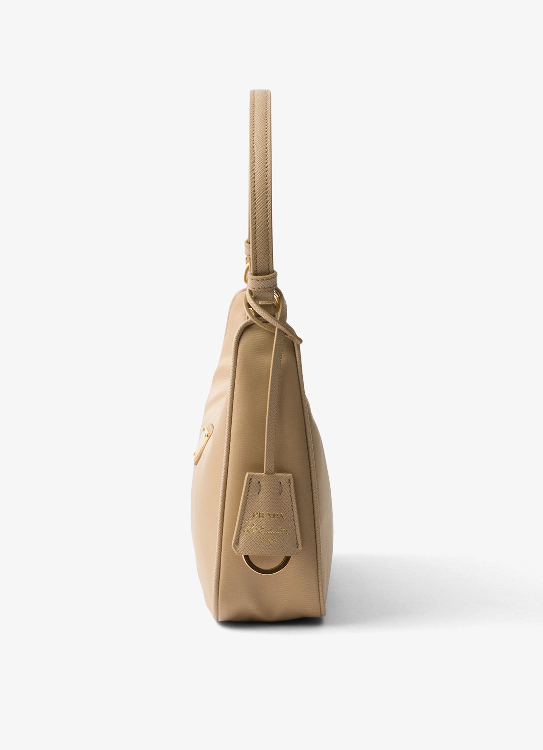 Prada Re-Edition 2005 Re-Nylon Mini handtas met leren details - detail 4 beige