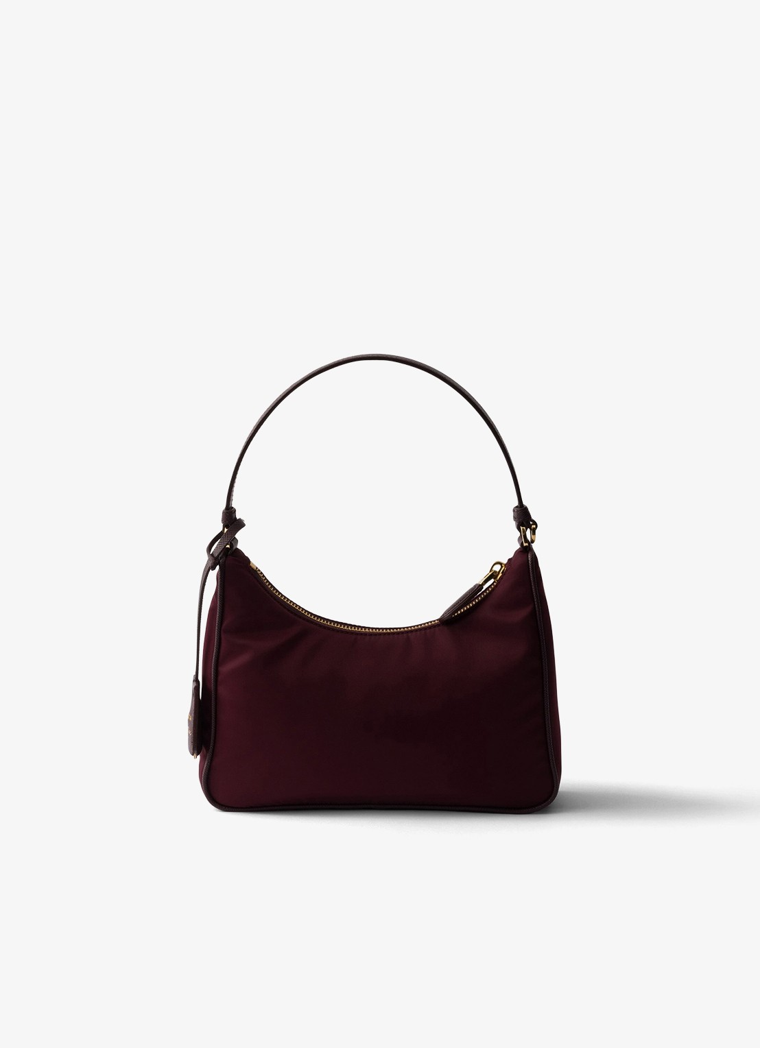 Prada Re-Edition 2005 Re-Nylon Mini schoudertas met leren details - achterkant bordeauxrood