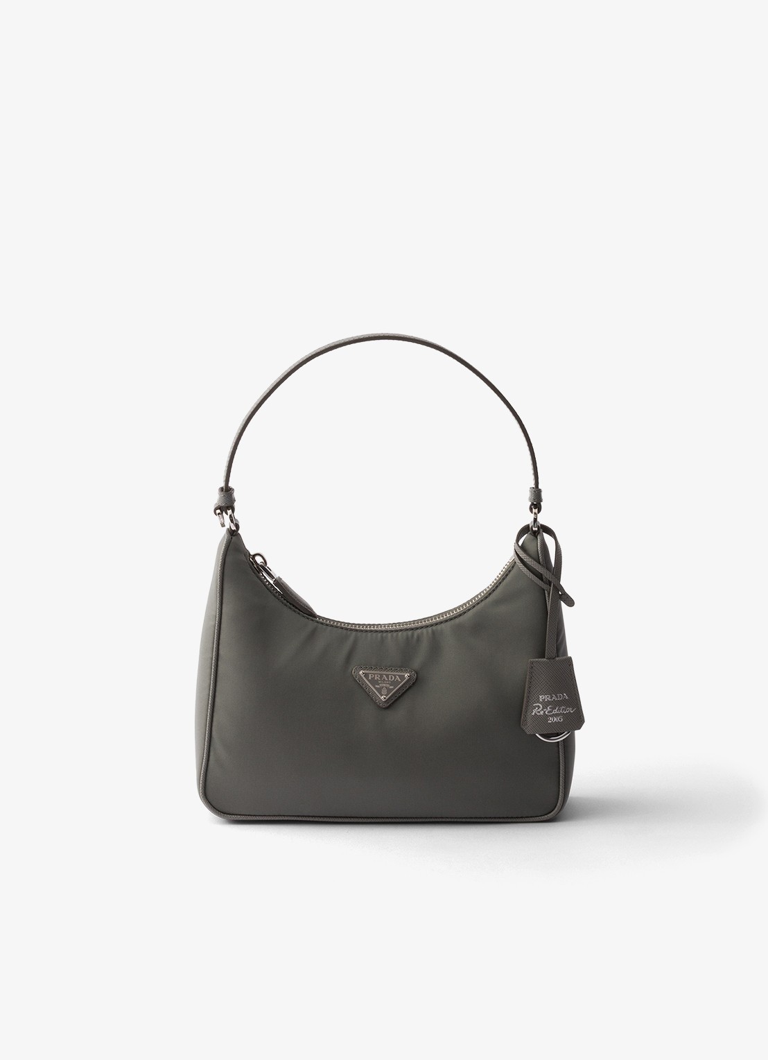 Prada Re-Edition 2005 Re-Nylon Mini schoudertas met leren details - voorkant 2 middengrijs