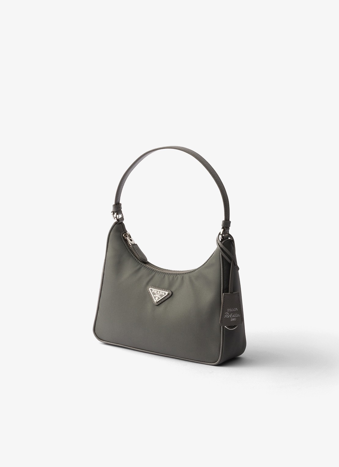 Prada Re-Edition 2005 Re-Nylon Mini schoudertas met leren details - voorkant 3 middengrijs