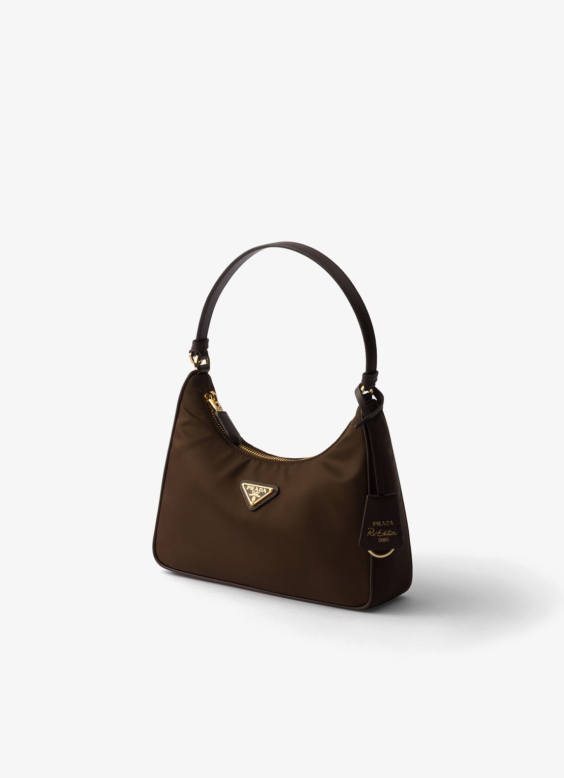 Prada Re-Edition 2005 Re-Nylon Mini schoudertas met leren details - voorkant 5 donkerbruin