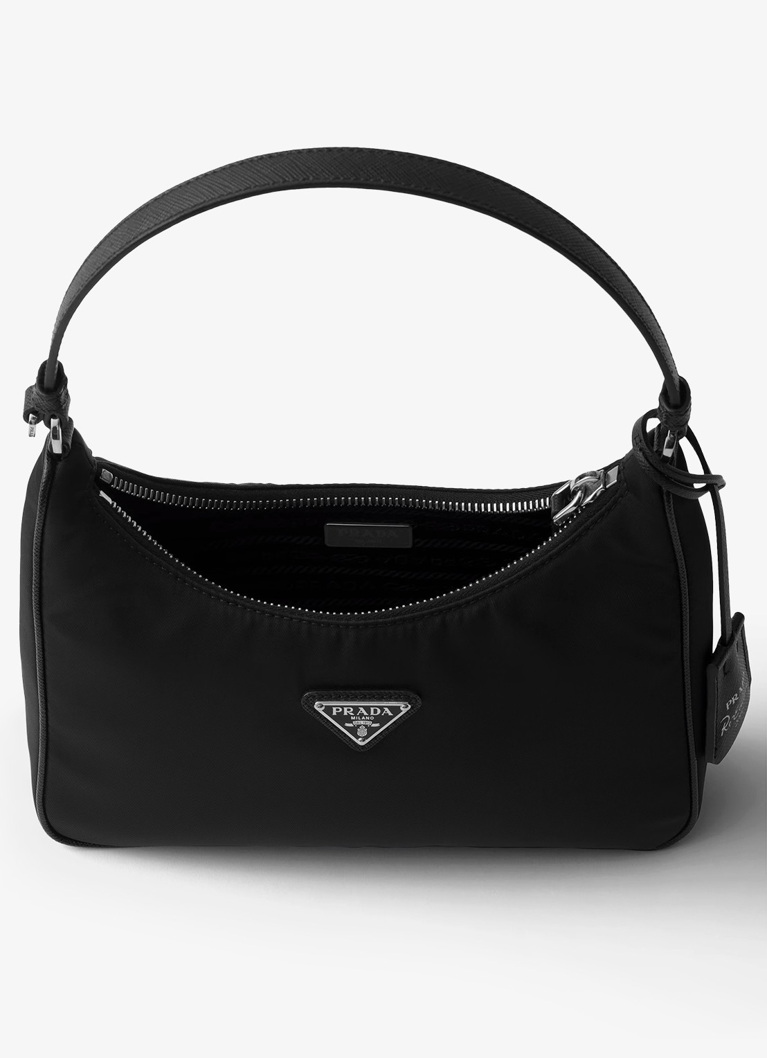 Prada Re-Edition 2005 Re-Nylon Mini schoudertas met leren details - detail 4 zwart