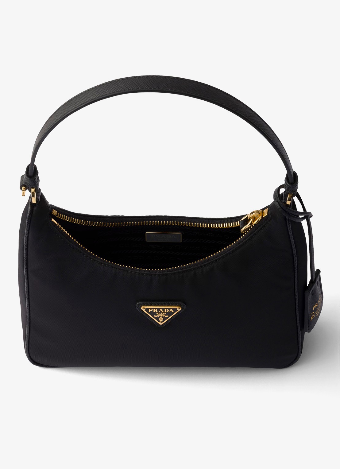 Prada Re-Edition 2005 Re-Nylon Mini schoudertas met leren details - detail 3 diepzwart