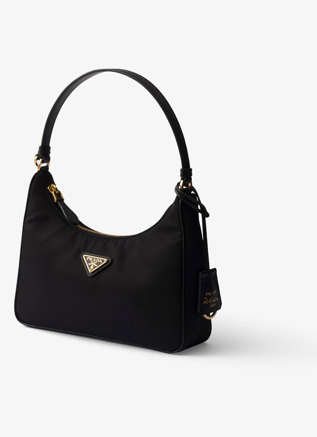 Prada Re-Edition 2005 Re-Nylon Mini schoudertas met leren details - voorkant 5 diepzwart