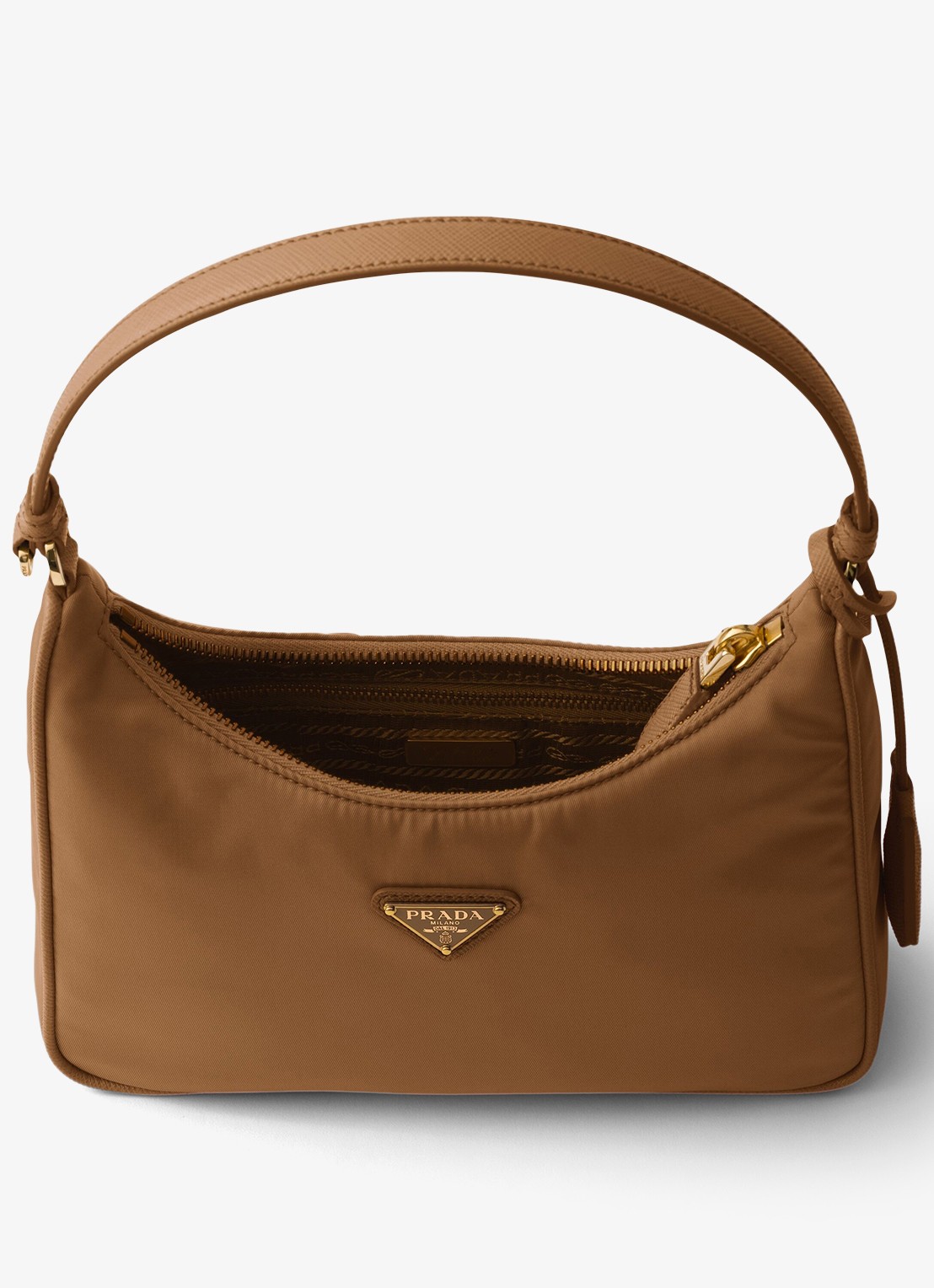 Prada Re-Edition 2005 Re-Nylon Mini schoudertas met leren details - detail 3 camel