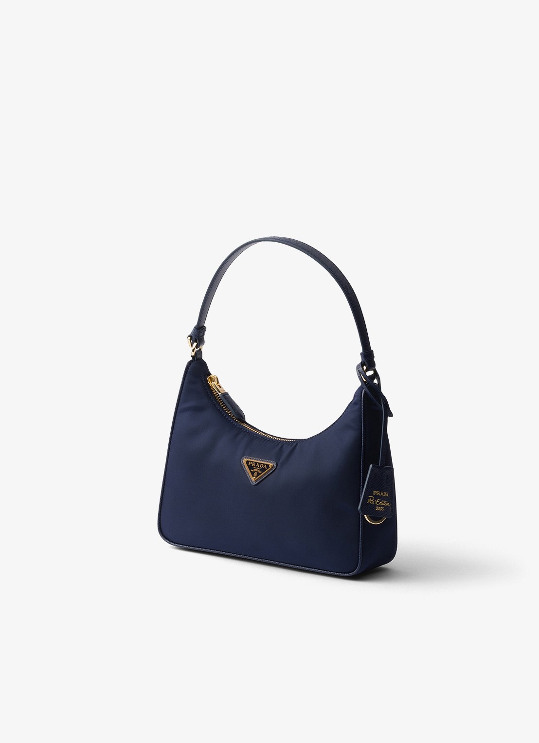 Prada Re-Edition 2005 Re-Nylon Mini schoudertas met leren details - voorkant 3 donkerblauw