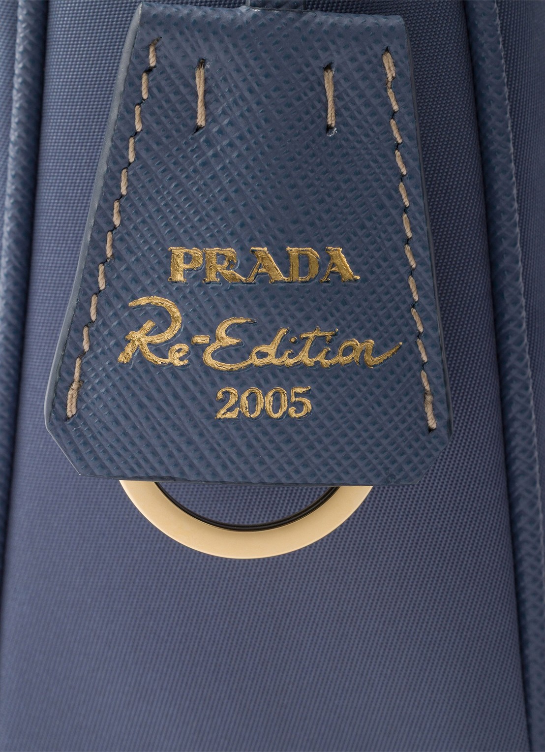 Prada Re-Edition 2005 Re-Nylon Mini schoudertas met leren details - detail 2 staalblauw