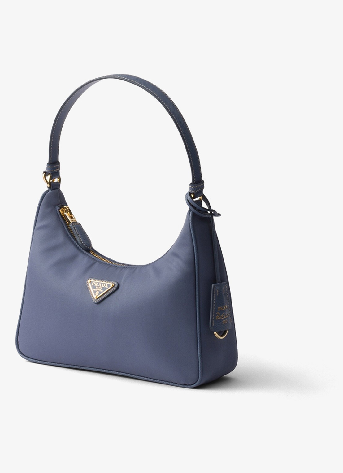 Prada Re-Edition 2005 Re-Nylon Mini schoudertas met leren details - voorkant 6 staalblauw