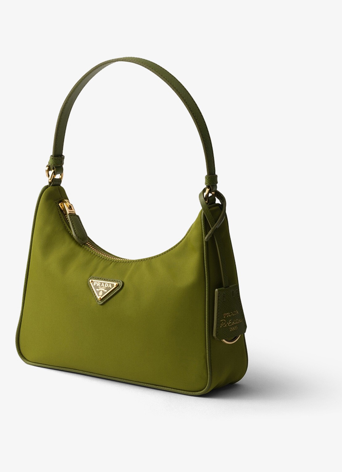 Prada Re-Edition 2005 Re-Nylon Mini schoudertas met leren details - voorkant 3 groen