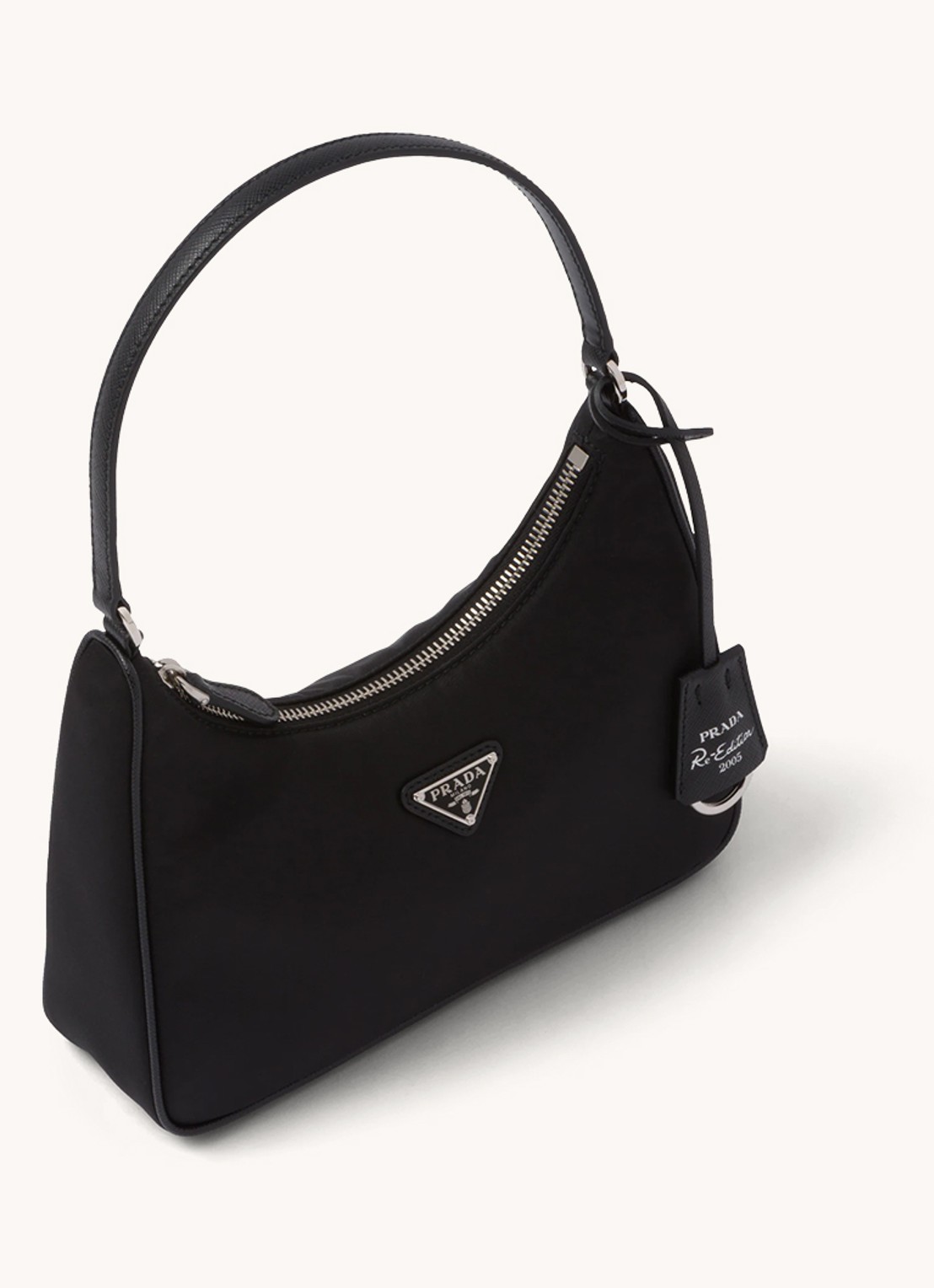 Prada Re-Edition 2005 Re-Nylon schoudertas met leren details - achterkant 9 zwart