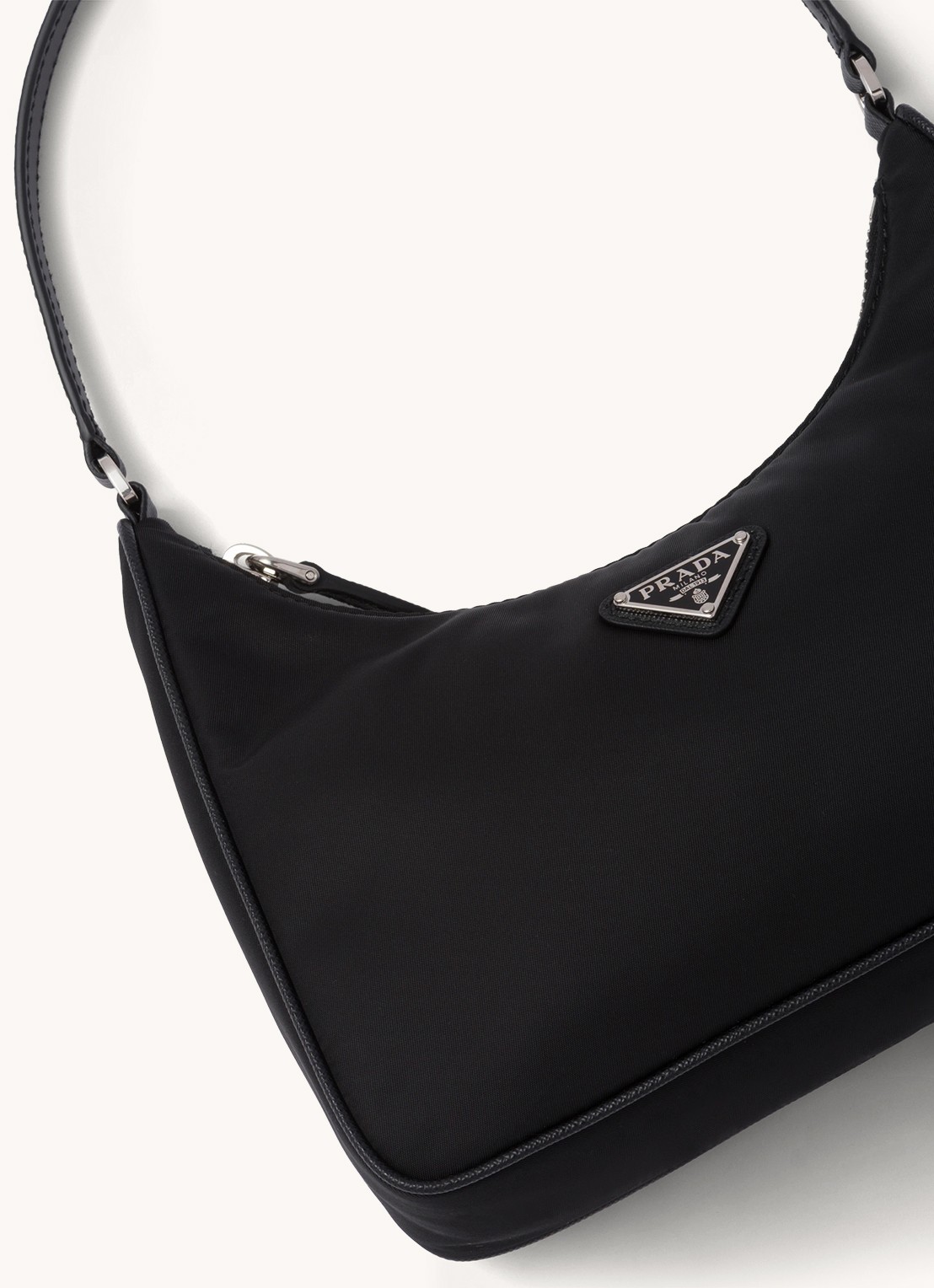 Prada Re-Edition 2005 Re-Nylon schoudertas met leren details - detail 6 zwart