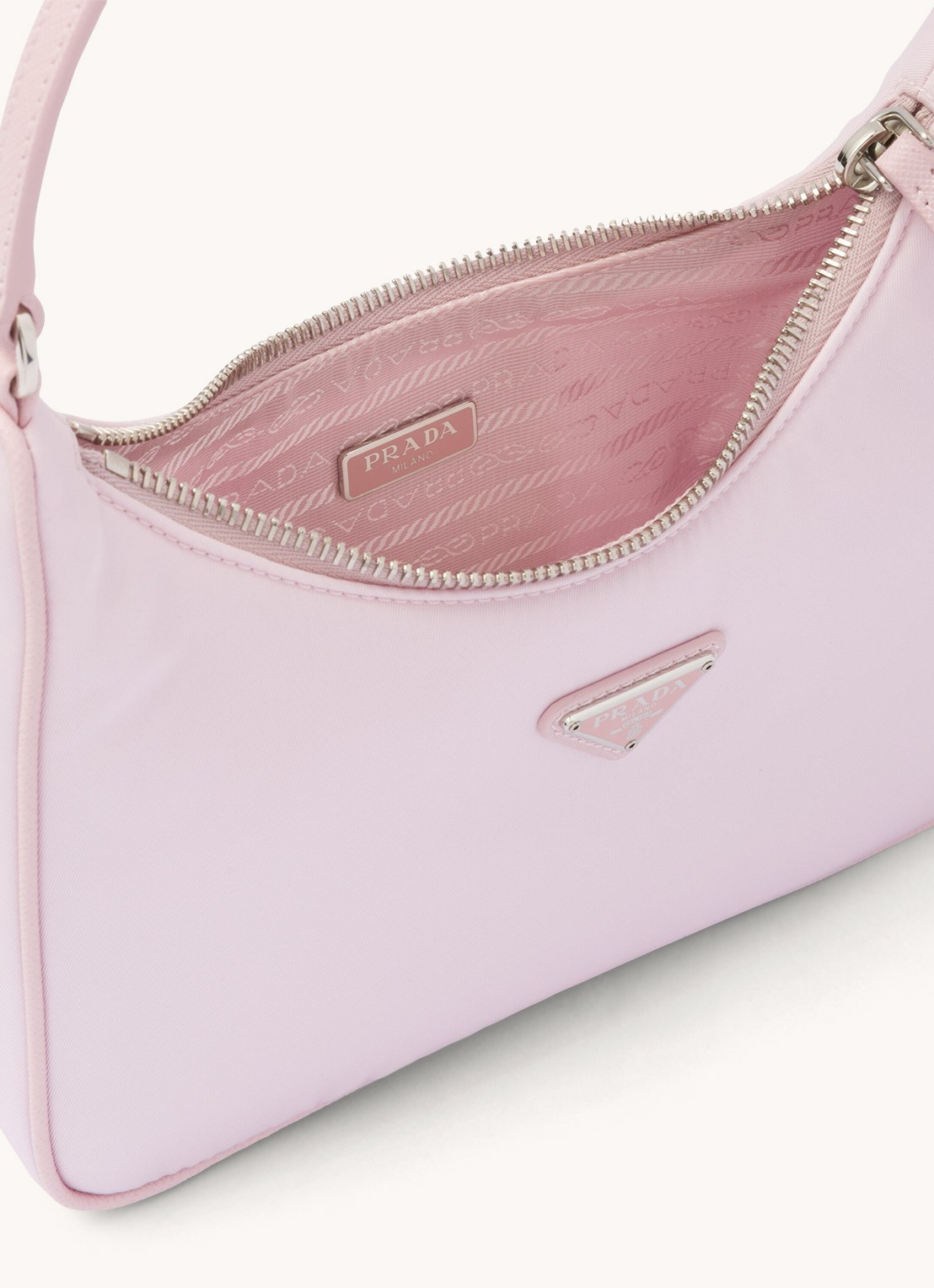 Prada Re-Edition 2005 Re-Nylon schoudertas met leren details - detail 2 roze