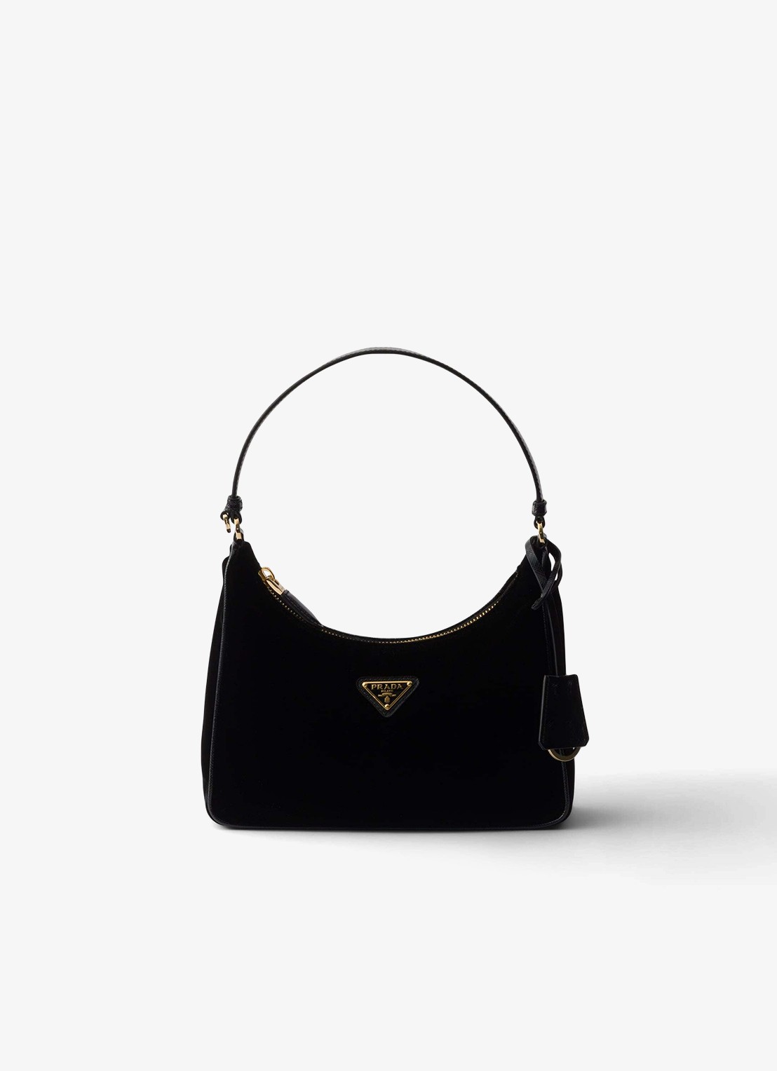 Prada Re-Edition 2005 schoudertas van fluweel met leren details - voorkant 4 zwart