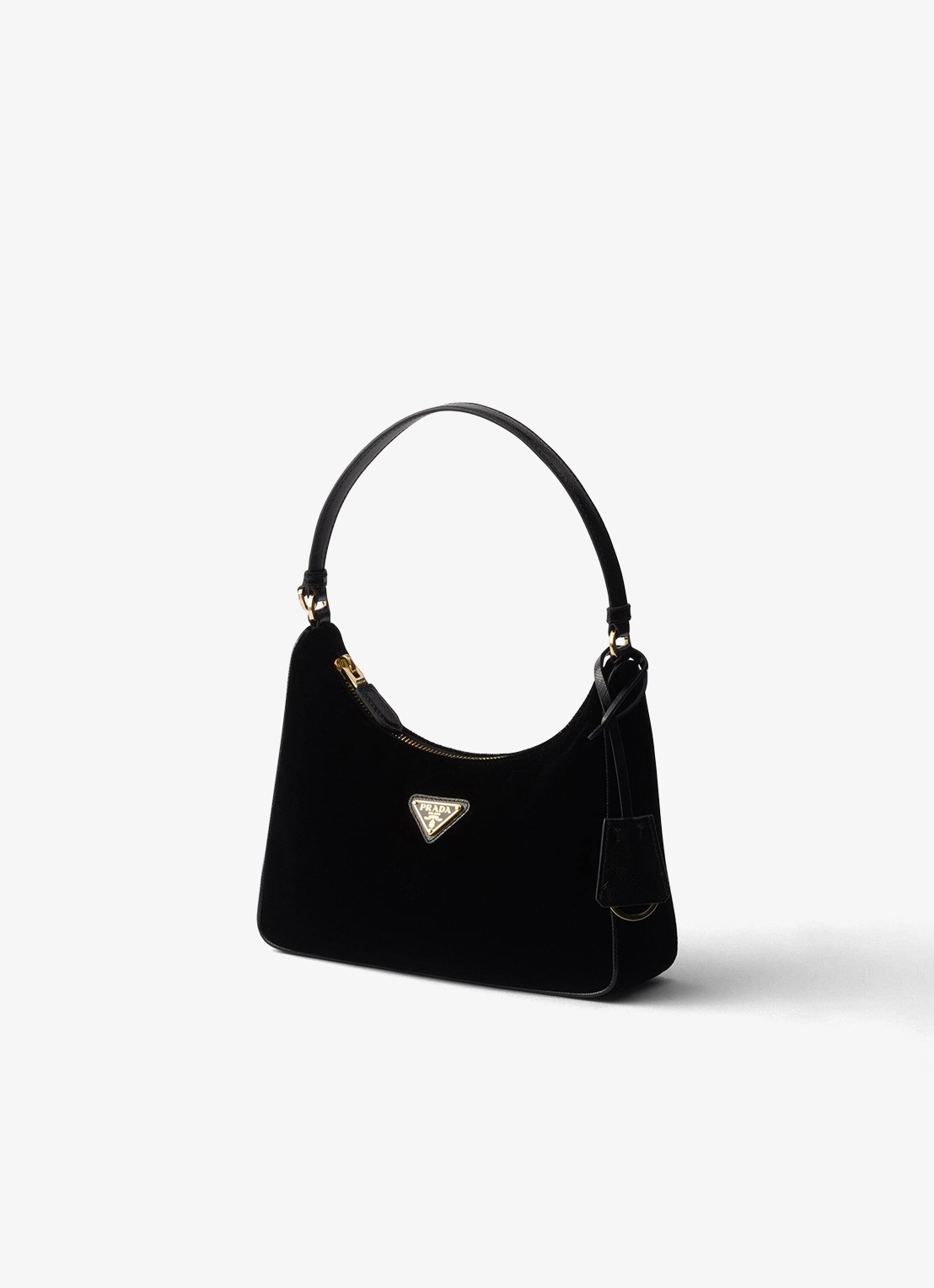 Prada Re-Edition 2005 schoudertas van fluweel met leren details - voorkant 5 zwart