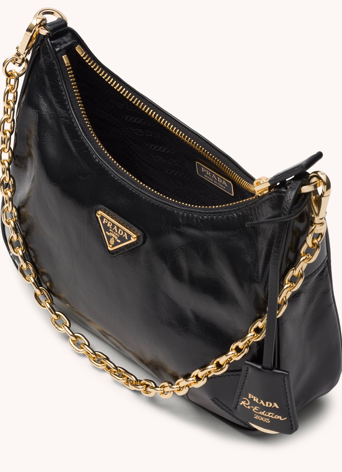 Prada Re-Edition 2005 schoudertas van leer - detail 3 zwart