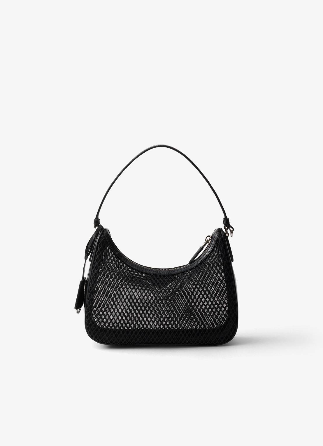 Prada Re-Edition 2005 schoudertas van mesh met leren details - achterkant 4 zwart
