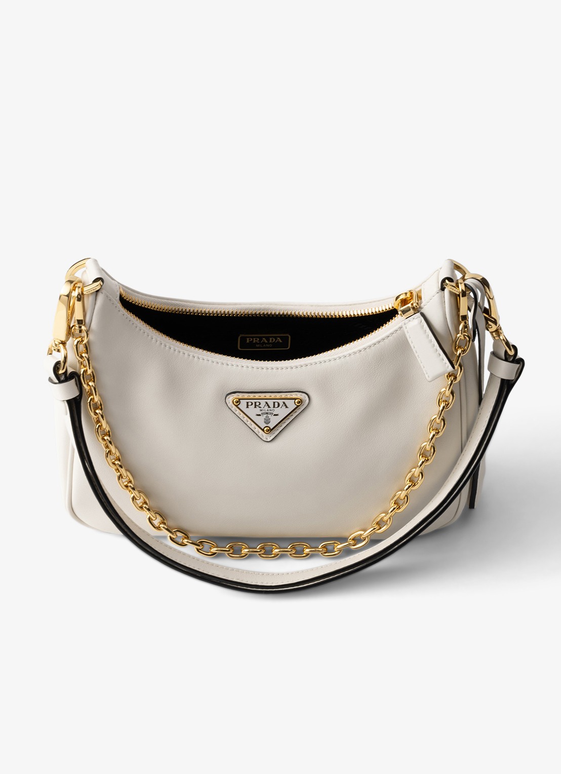 Prada Re-Edition Mini schoudertas van kalfsleer - detail 3 gebroken wit